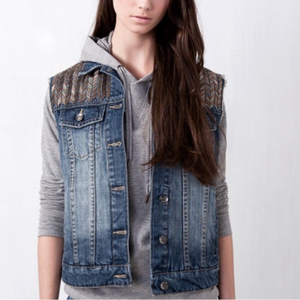 Romeo and Juliet Denim Beaded Vest